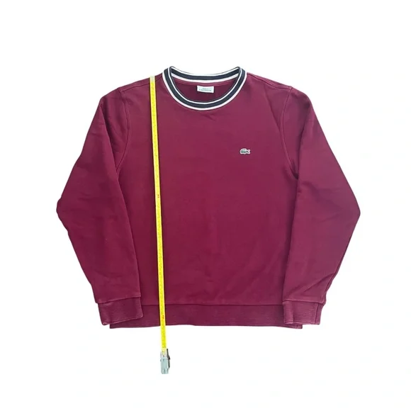 Lacoste Long Sleeve Sweater Mens M Burgundy Red Croc Crewneck Pullover Preppy - Picture 7 of 11